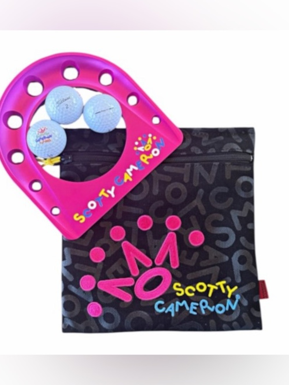 Scotty Cameron Gallery Exclusive Pink Putting Cup & 3 Logo Titleist Ball + Bag